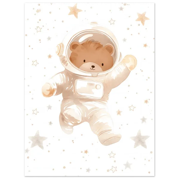 Björn som astronaut, barntavla för barnrum från Lillestudio